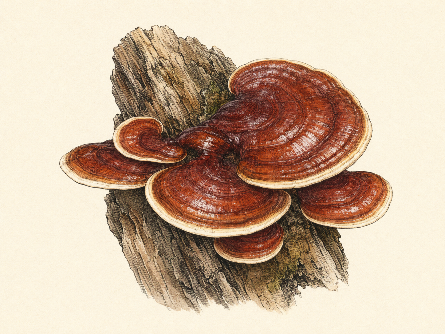 Botanical illustration of Reishi mushroom